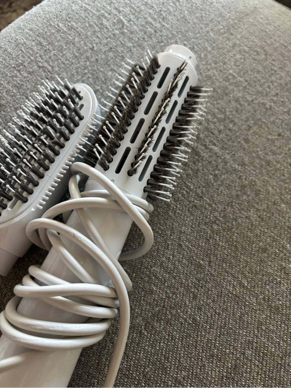 T3 Dual-Head Hot Air Styling Brush in White with Rose Gold Trim